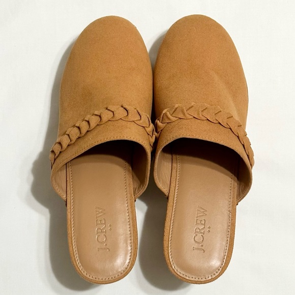 J. Crew Women’s Sueded Vegan Leather Clogs, Camel Tan with Gold Studs - 7 - Picture 15 of 16
